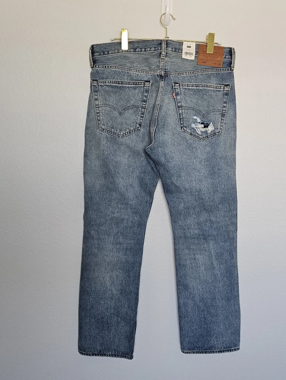 NWT Levis Selvedge 501 Original Straight Leg Jeans Patchwork Stitched Men 35x30